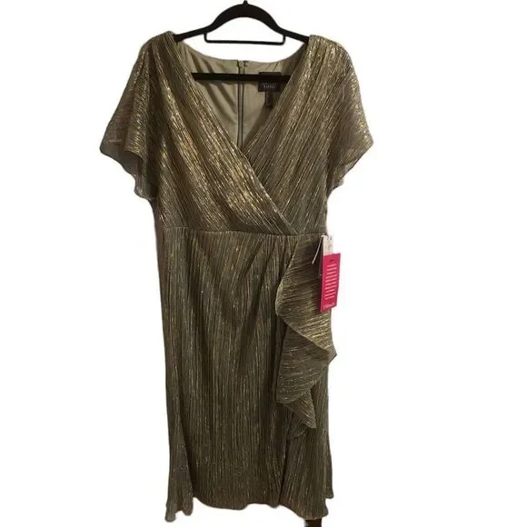 adrianna papell green slate dress Green One-Shoulder Long Satin Crepe Mermaid Gown main image 1